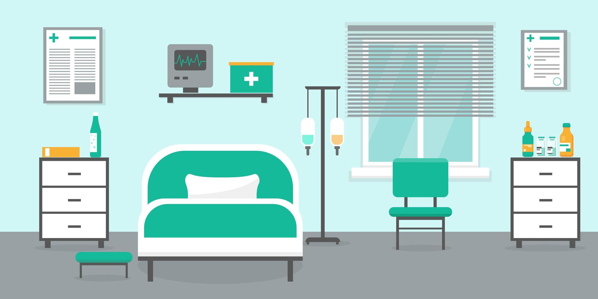 Intensive therapy room vector interior.