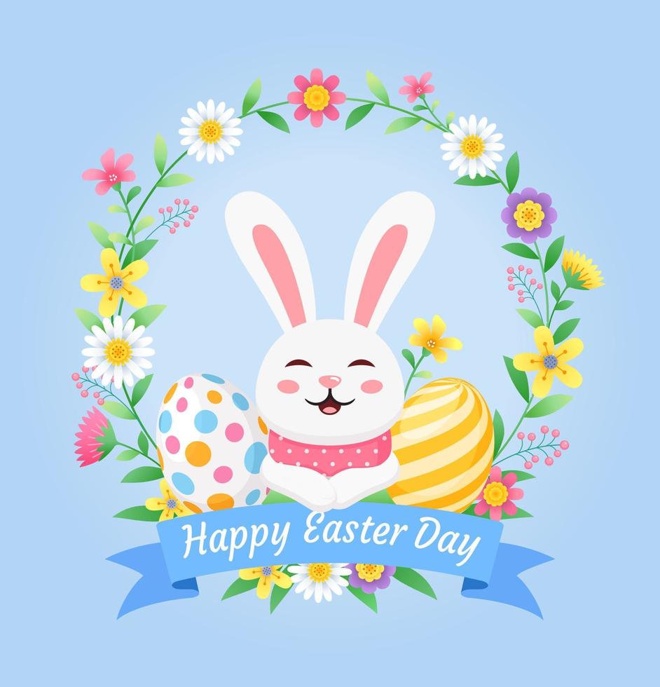 Easter day bunny rabbit background illustration vector