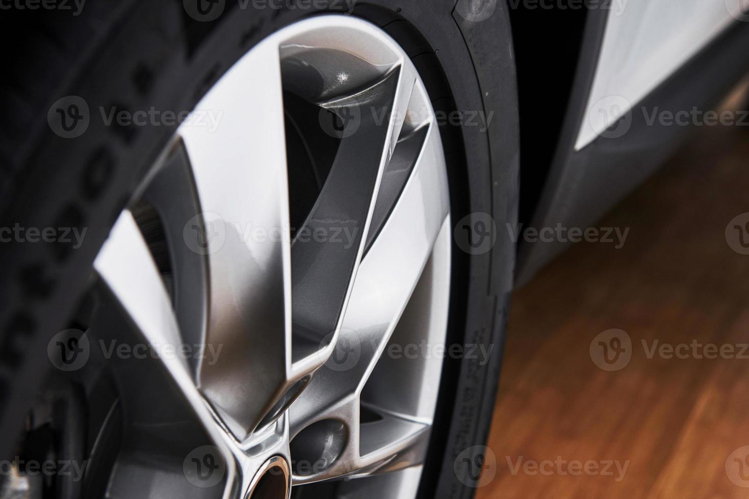 Part of modern new wheel car with disk brake pad photo