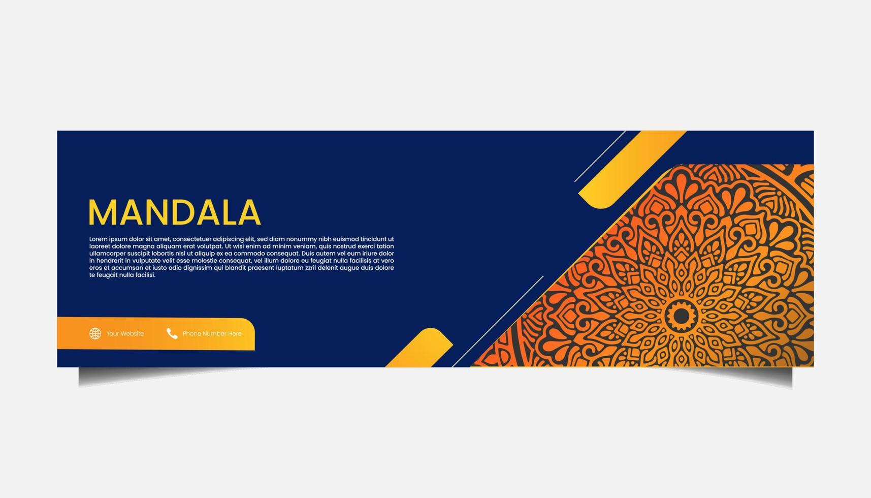 fondo adornado de mandala para negocios de banner web vector