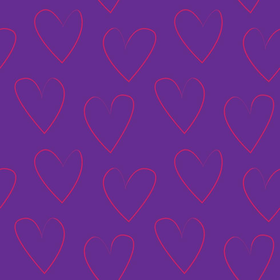 Purple Heart shaped brush stroke seamless pattern design vector