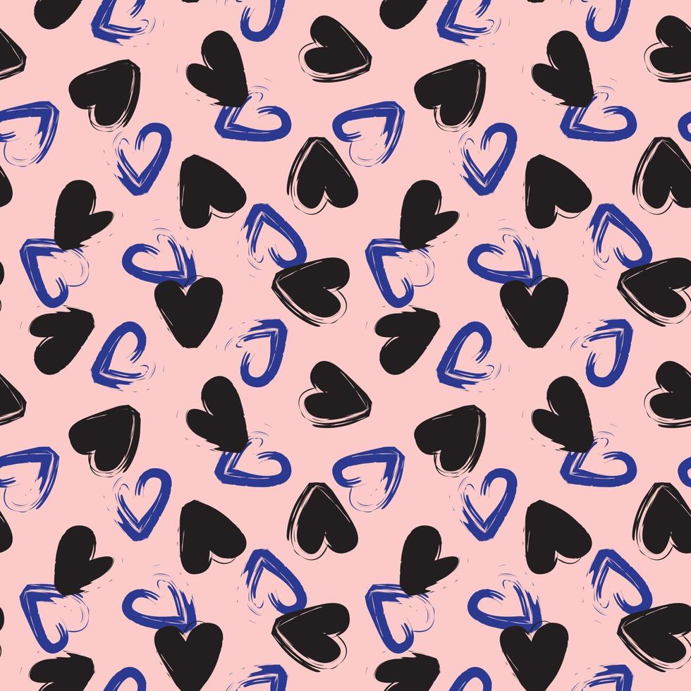 Pink Heart shaped brush stroke seamless pattern design vector