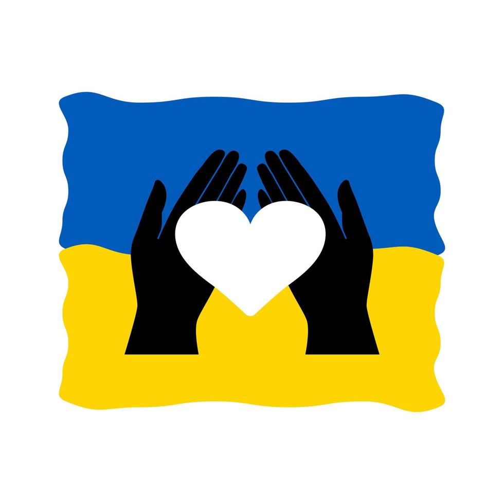 National Ukrainian flag. Concept symbol of help support and no war in the country of Ukraine. Vector isolated illustration