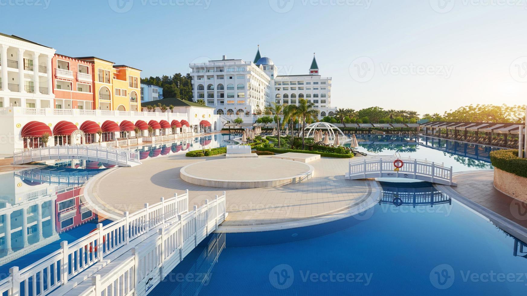 Swimming pool and beach of luxury hotel and outdoor pools and a spa. Amara Dolce Vita Luxury Hotel. Resort. Tekirova-Kemer. Turkey. photo