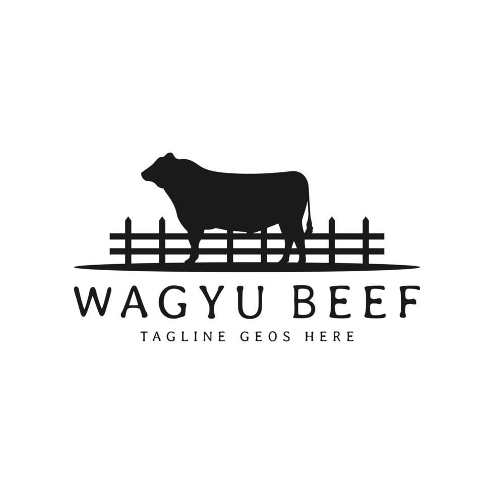 angus cattle farm illustration logo design vector