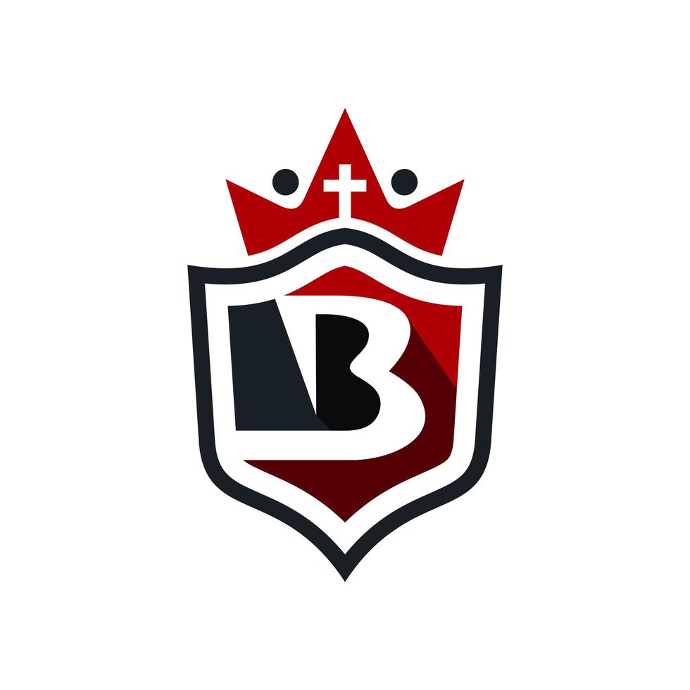 shield king illustration logo with letter B vector