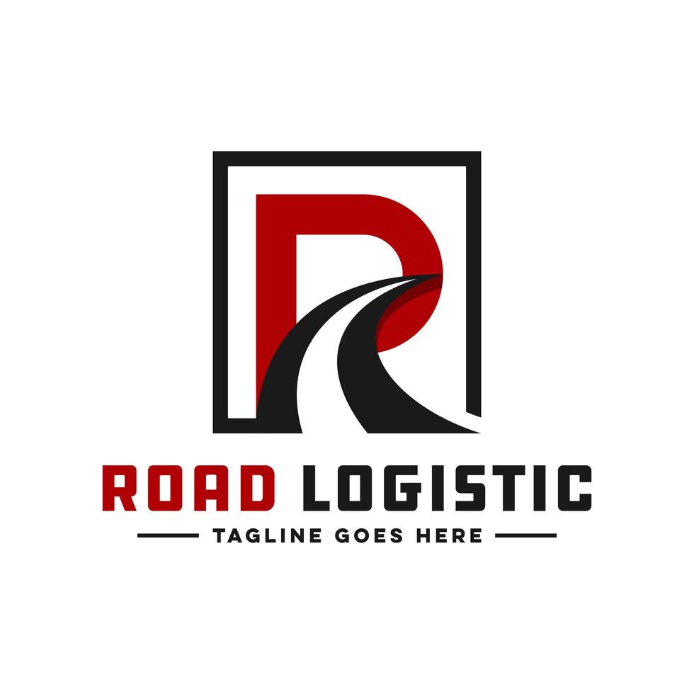 road illustration logo with letter R vector