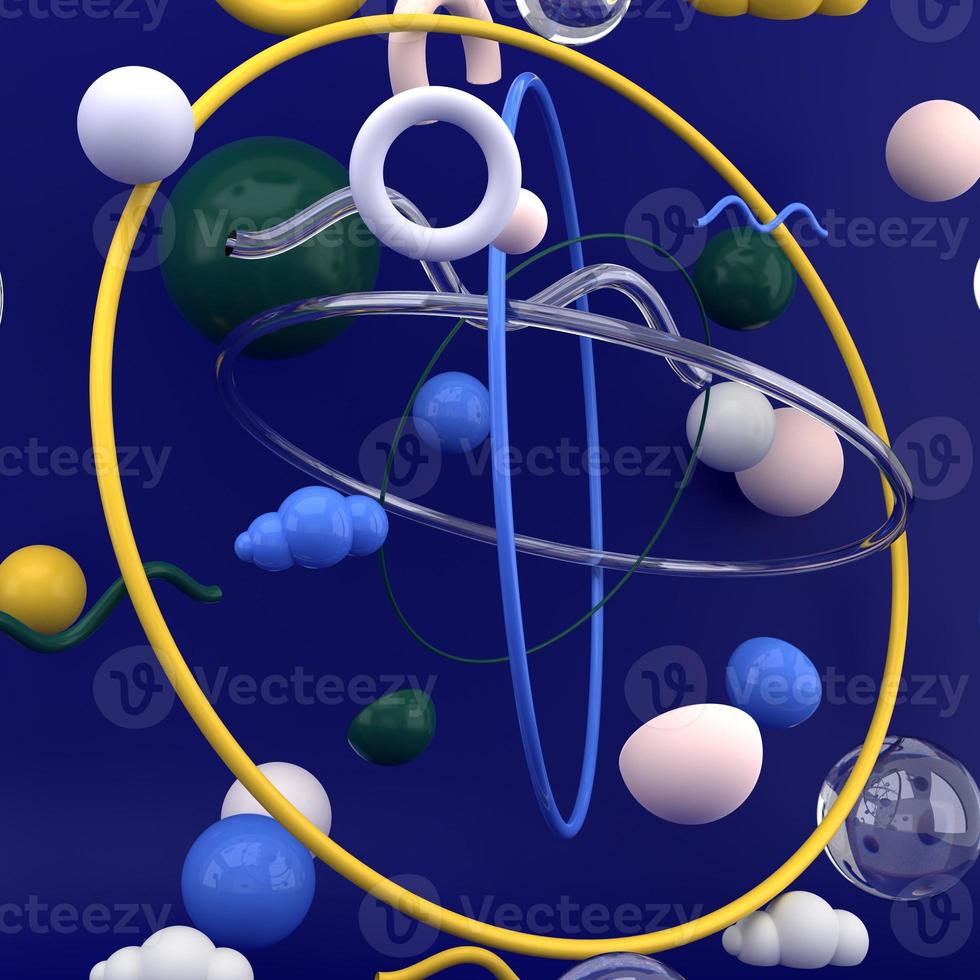 Scene with geometrical forms, 3d illustration, 3d render photo
