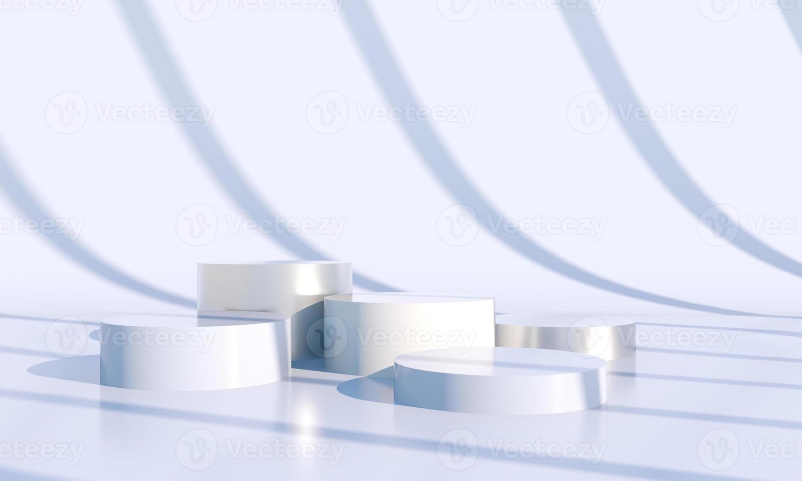 Minimal scene with geometrical forms, podiums in cream background with shadows. Scene to show cosmetic product, Showcase, shopfront, display case. 3d photo