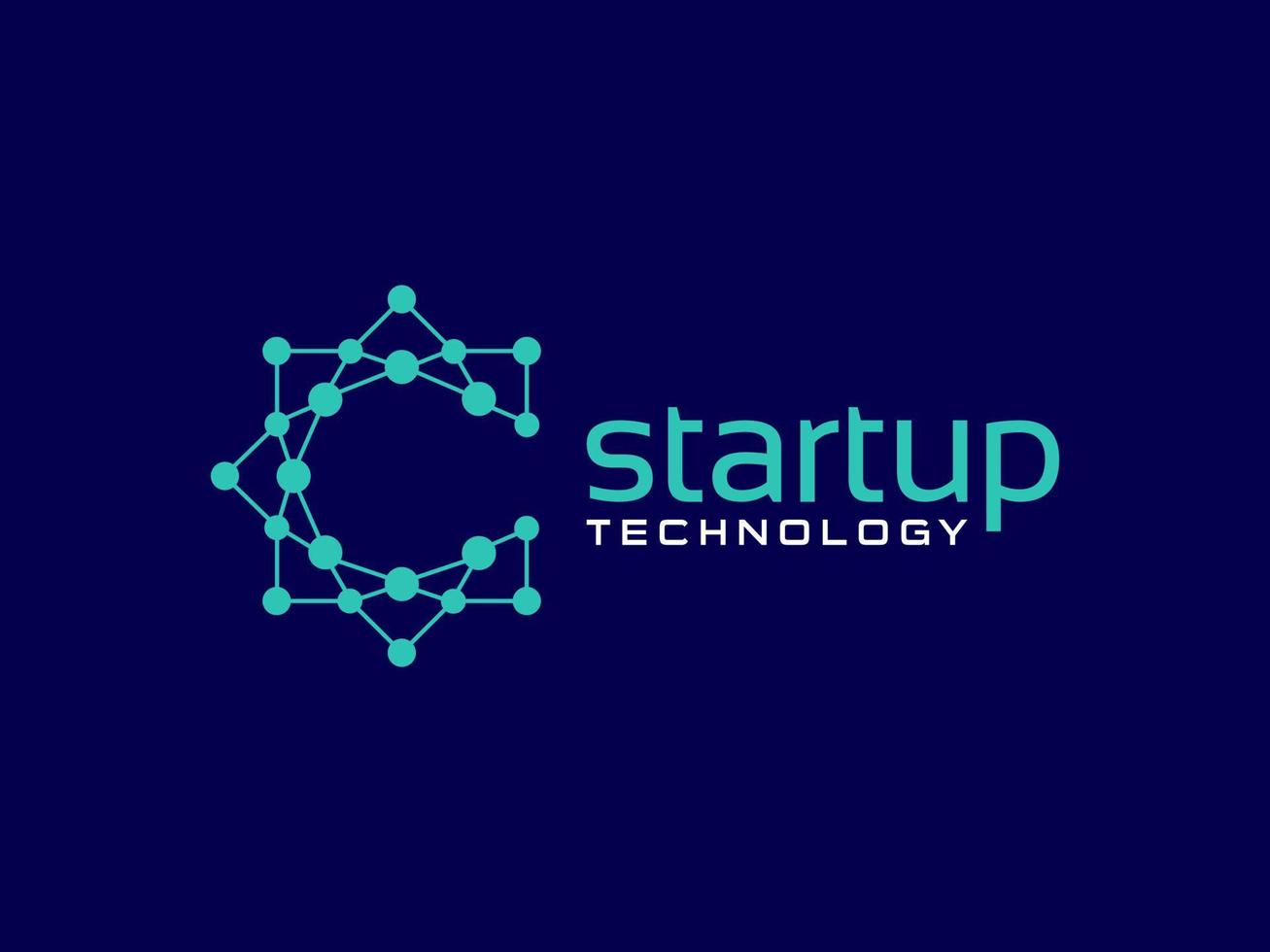 Abstract Initial Letter C Logo. Blue Gradient Circular Line with Connected Dots isolated on White Background. Usable for Business and Technology Logos. Flat Vector Logo Design Template Element.