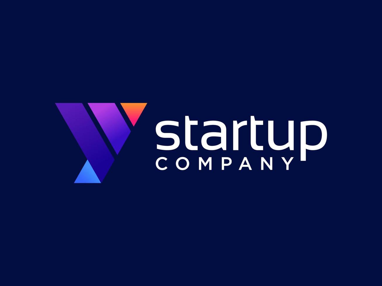 bstract Initial Letter Y and V Linked Logo. Colorful Geometric Shape Origami Style isolated on Blue Background. Usable for Business and Branding Logos. Flat Vector Logo Design Template Element.