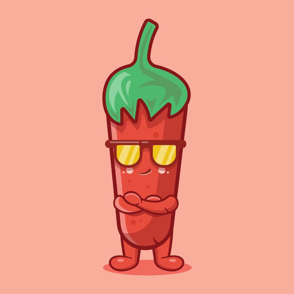 super cool chili character mascot isolated vector illustration in flat style