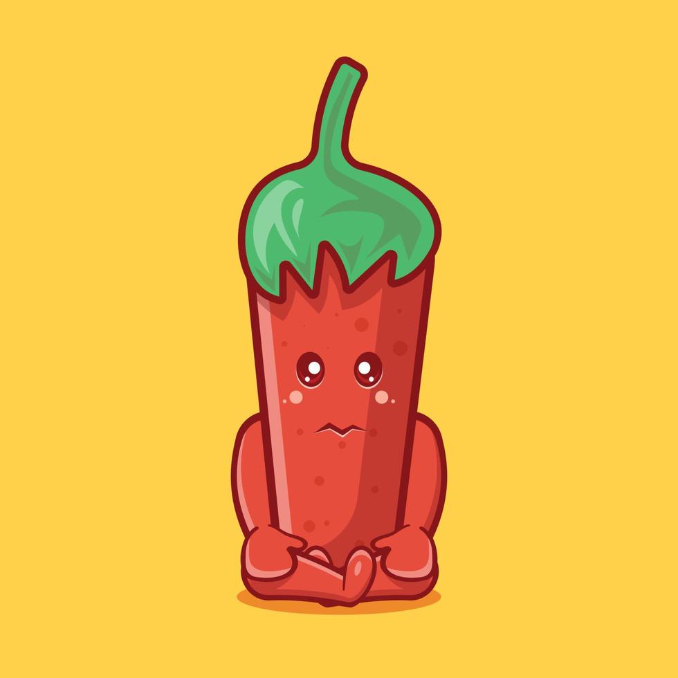 sad chili character mascot isolated cartoon in flat style design vector