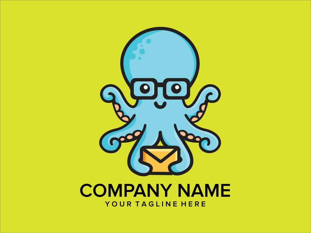tentacled animal octopus logo with background vector
