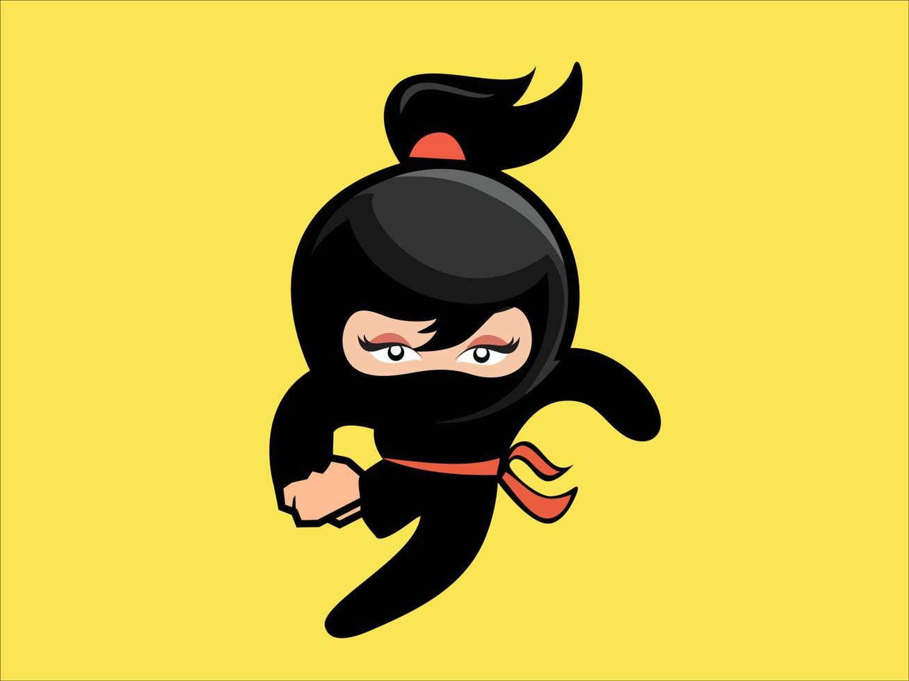 ilustración de un ninja corriendo sobre un fondo amarillo vector