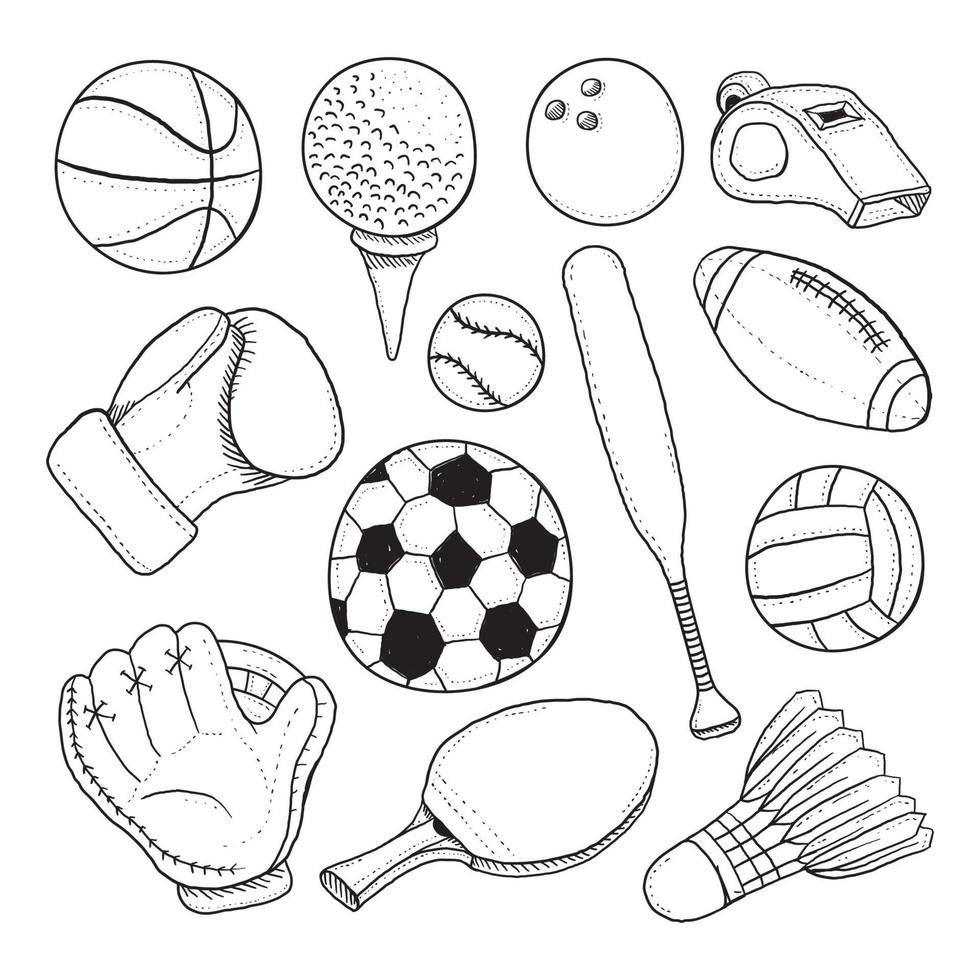 Hand drawn Sport Equipments vector