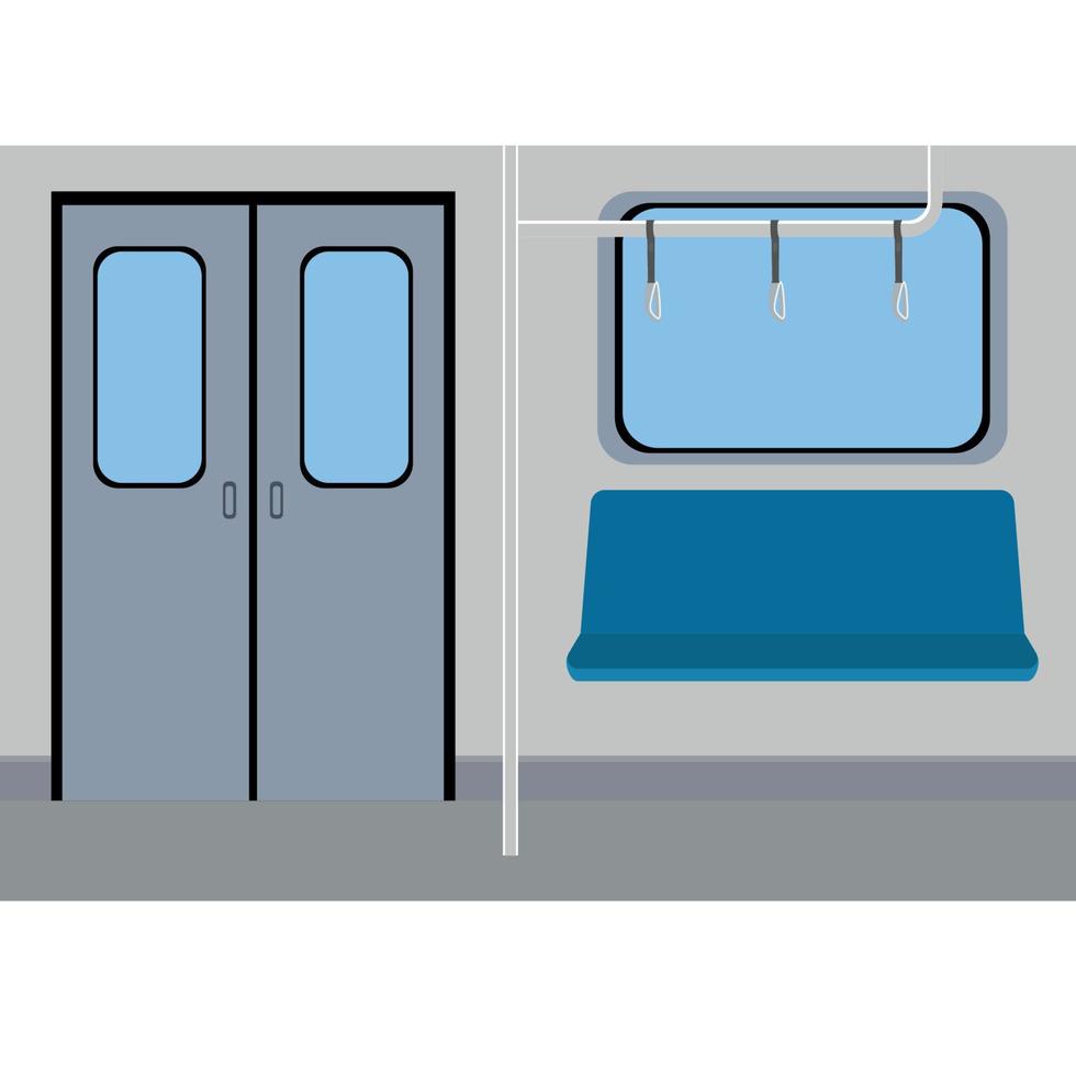 Background image of an empty subway car, flat vector