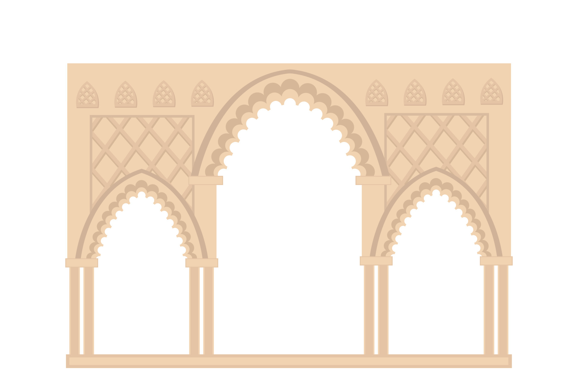 Arched entrance to Indian Palace, flat illustration in beige and brown  tones, isolated on white background 6205670 Vector Art at Vecteezy