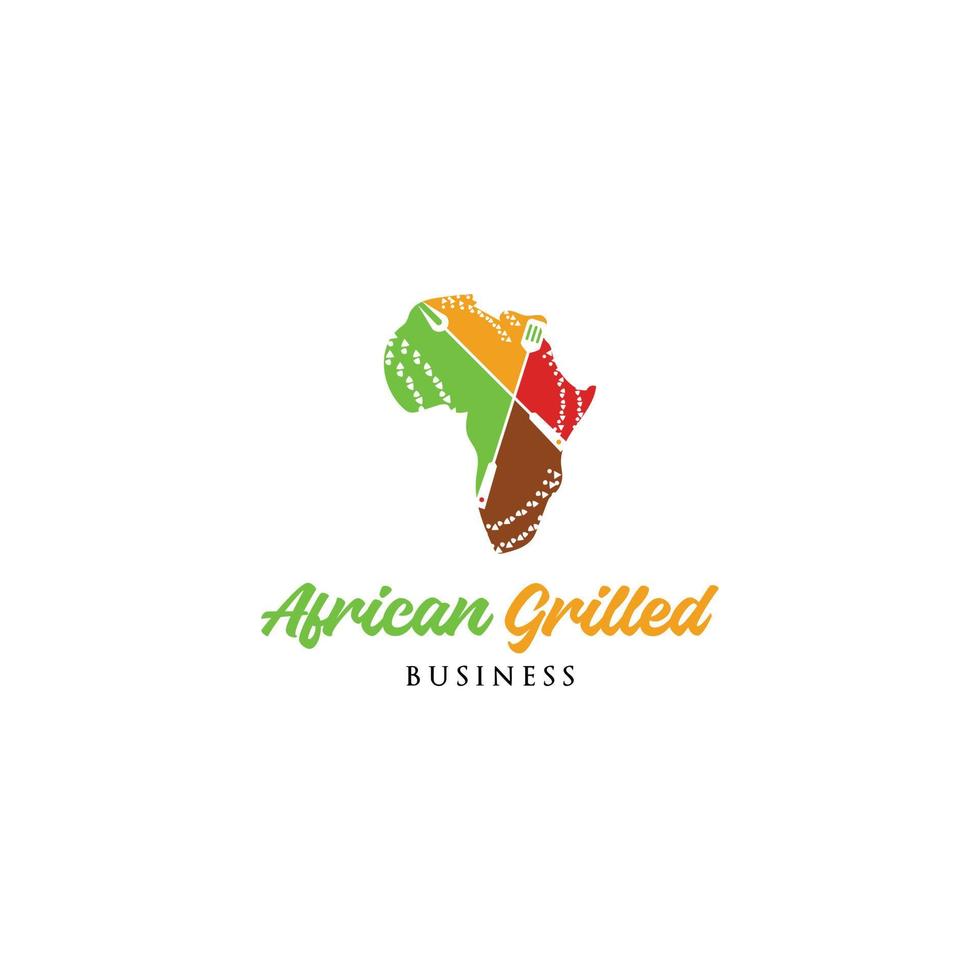 inspiración en el diseño del logotipo del restaurante africano a la parrilla vector