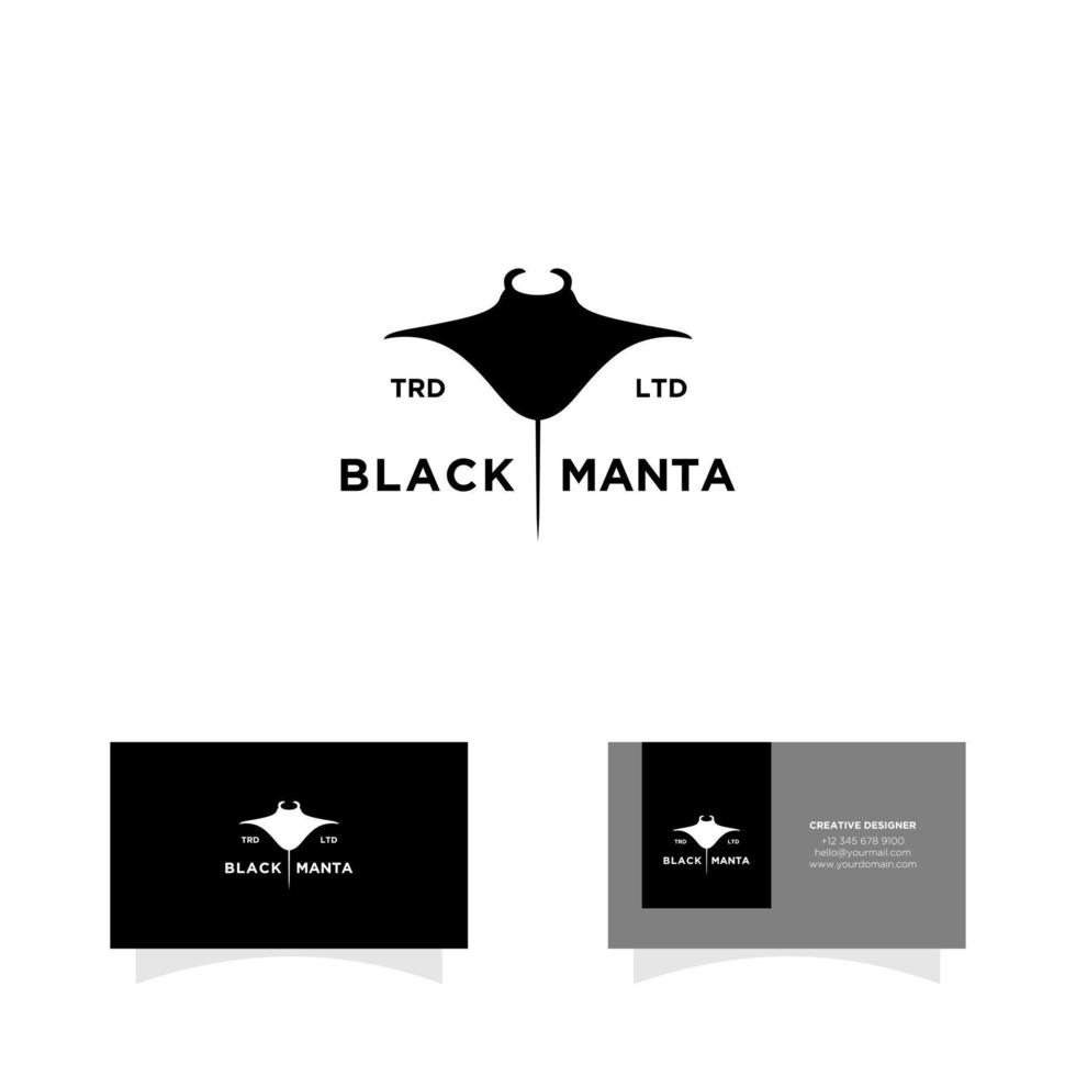 black Manta ray logo design vector