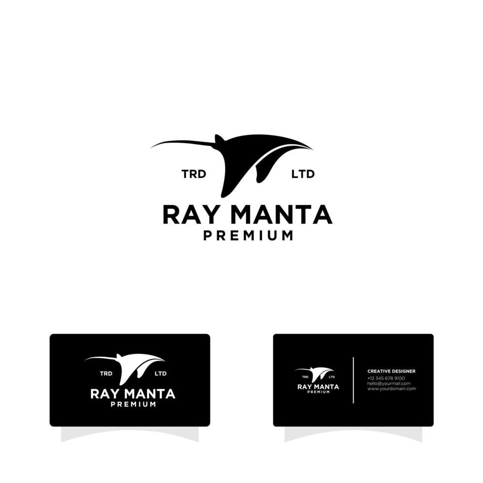 black Manta ray logo design vector