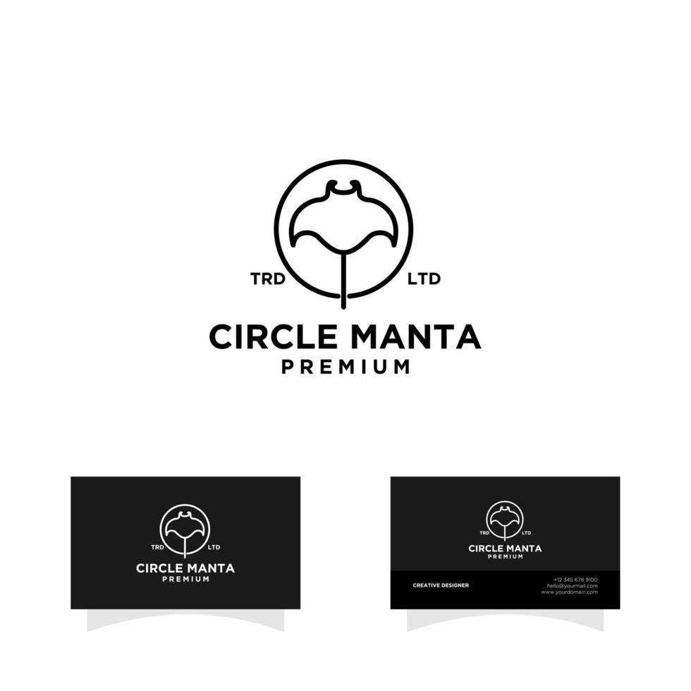 Manta ray on circle black line logo vector