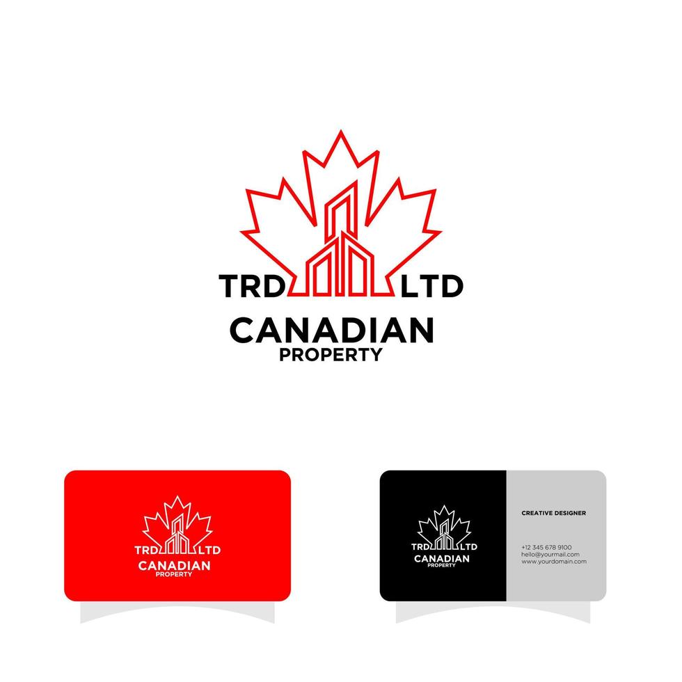 logotipo de línea de bienes raíces de propiedad canadiense vector