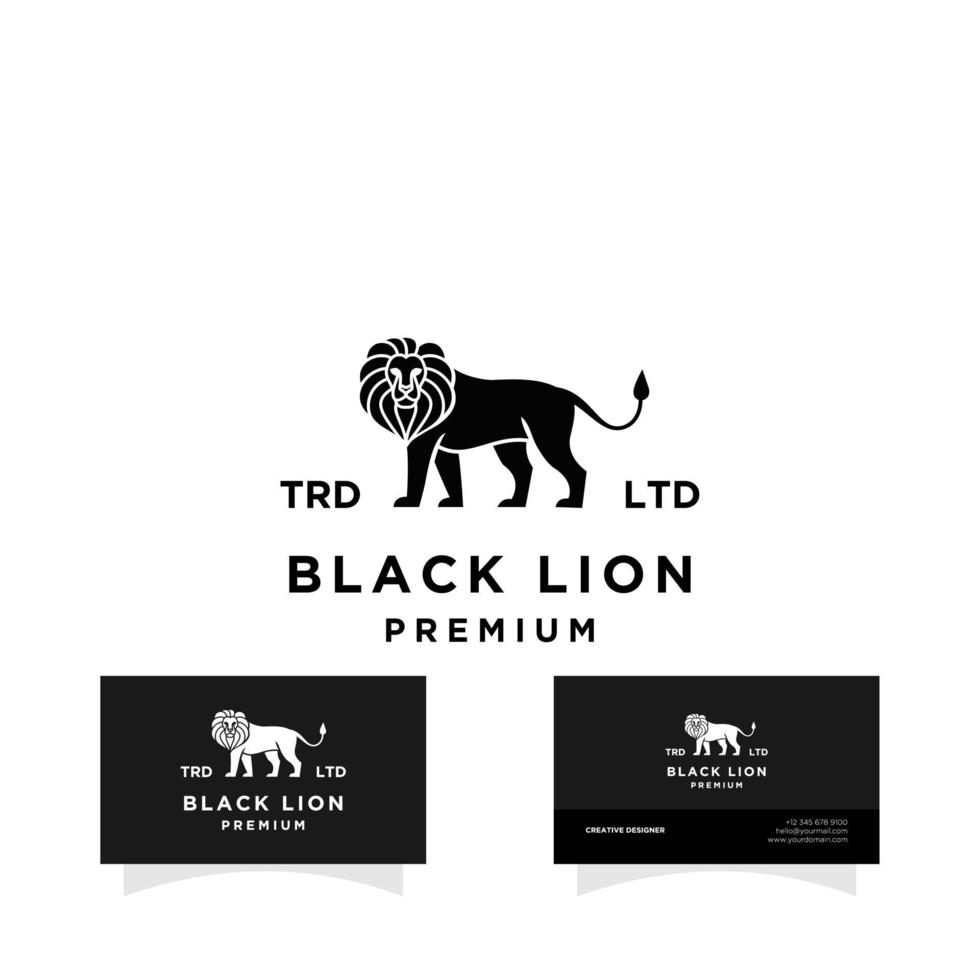 black lion animal logo design vector