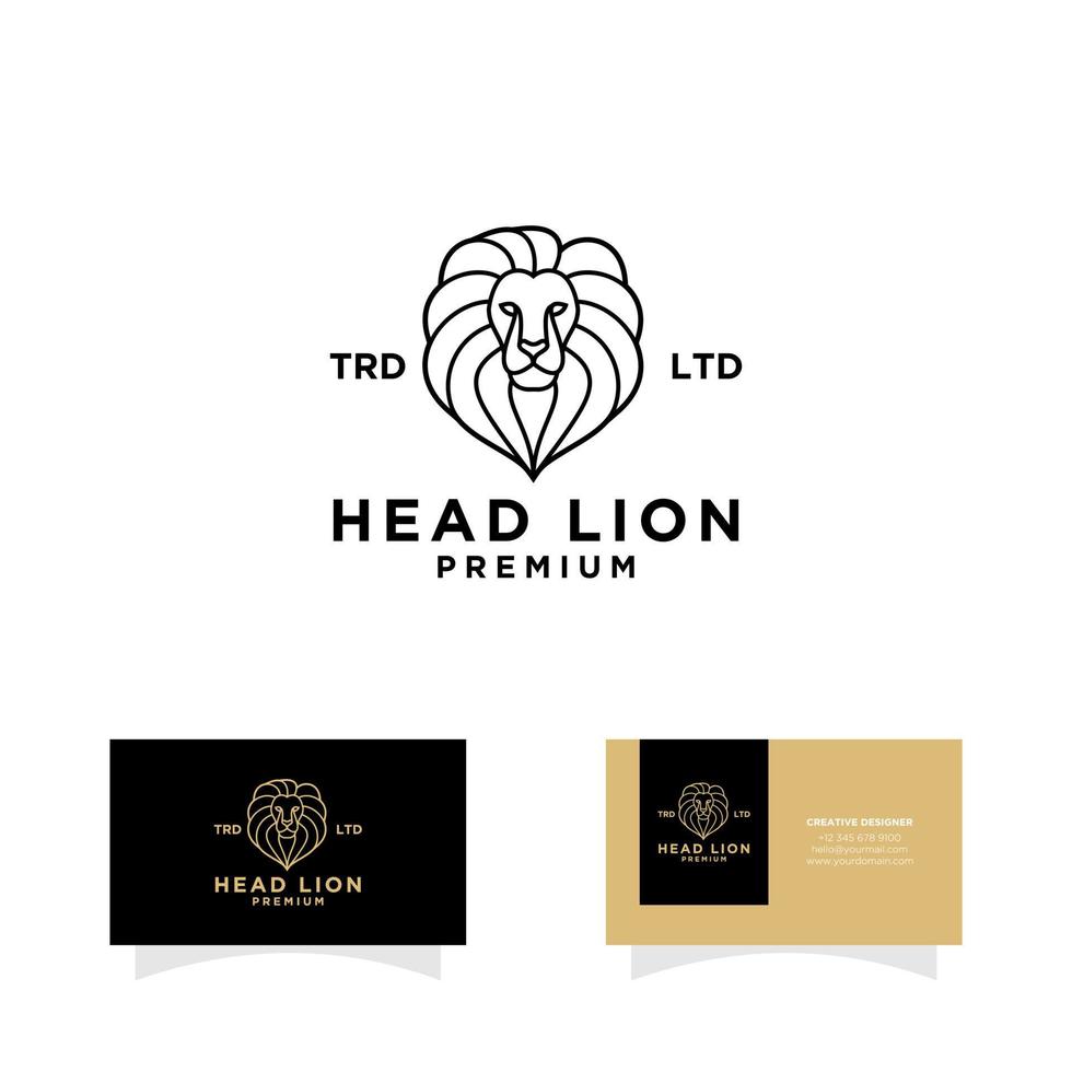 lion king animals head black line logo vector