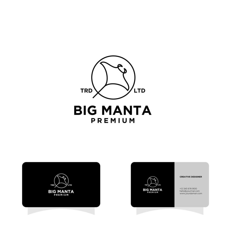Manta ray on circle black line logo vector