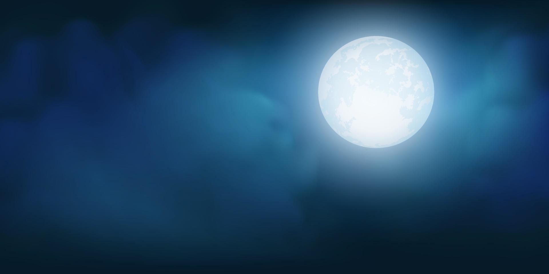 full moon in dark night vector