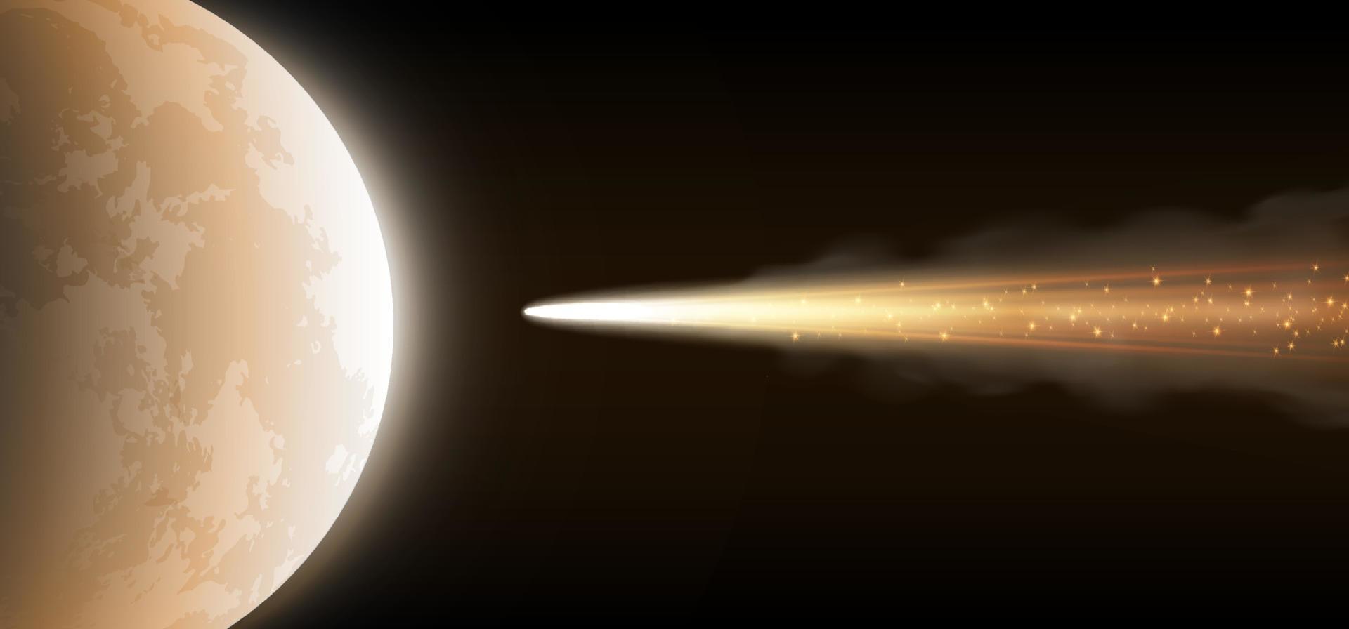 yellow light meteors or comets going to the world vector