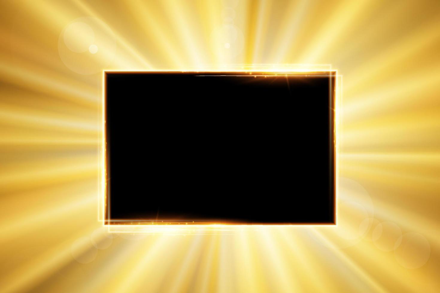 marco rectangular de neón amarillo vector