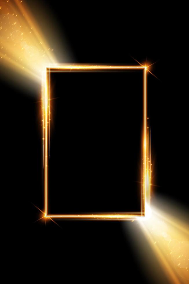 yellow neon rectangle frame vector