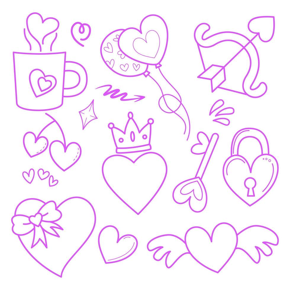 doodle vector set illustration with hand draw line art style vector.