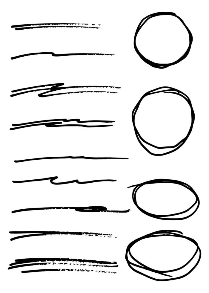 Vector set of hand drawn underline and frames..