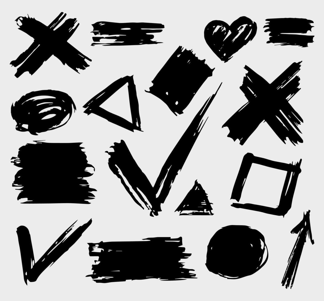 Brush Ink. Black Graffiti Textures. Scribble Abstract. vector