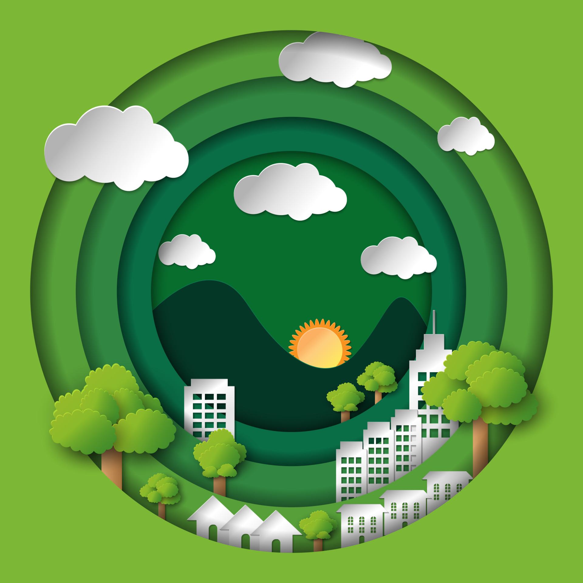 Nature landscape and environment conservation concept design.Vector