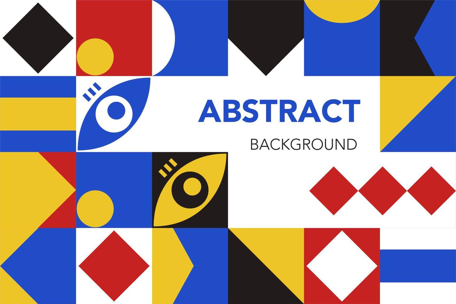 Abstract geometric background flat in black red yellow and blue colors Vector illustration