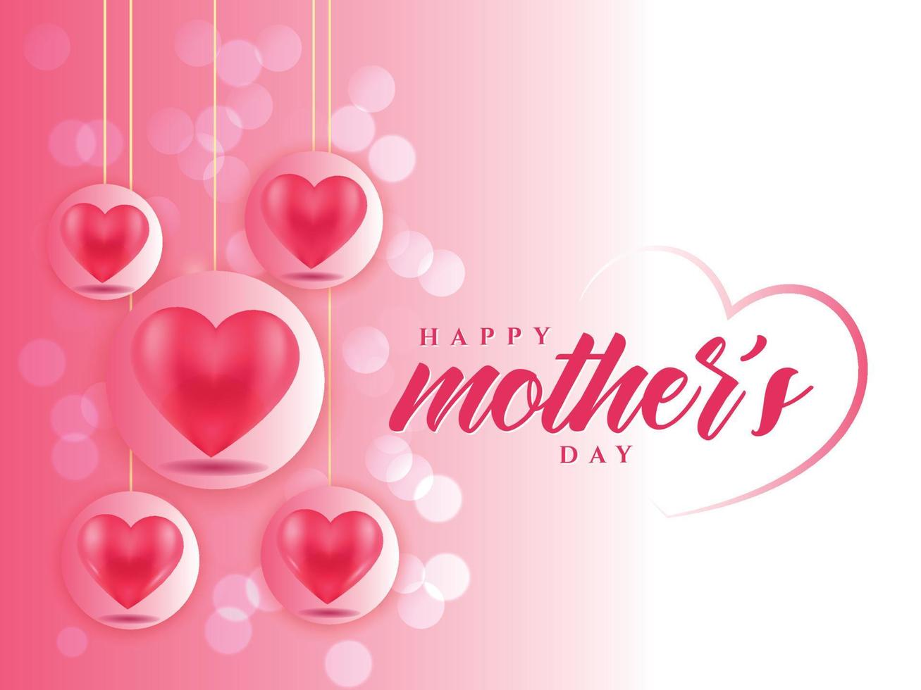 Happy mother's day Logo and love card hearts background with mother and child vector