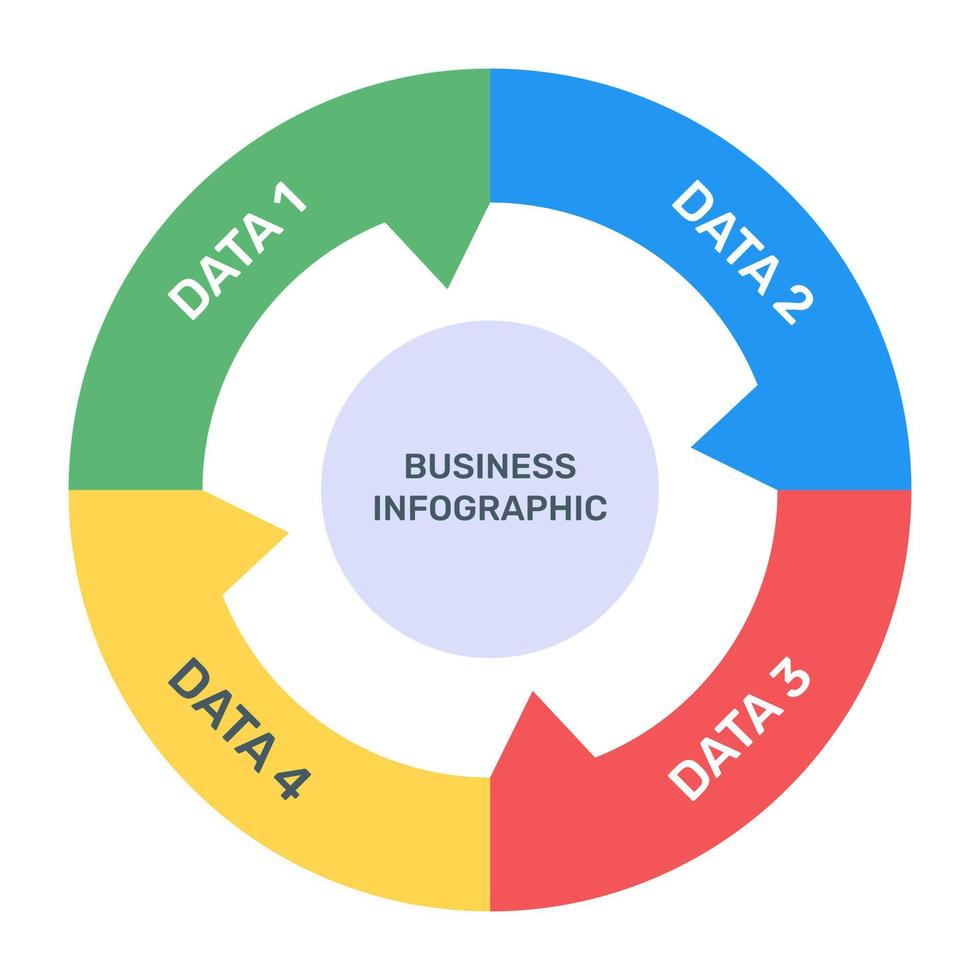 A modern infographic showing multi pie chart in flat icon vector