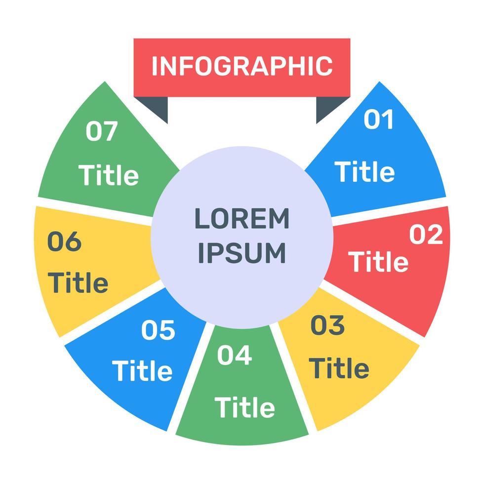 A modern infographic showing multi pie chart in flat icon vector