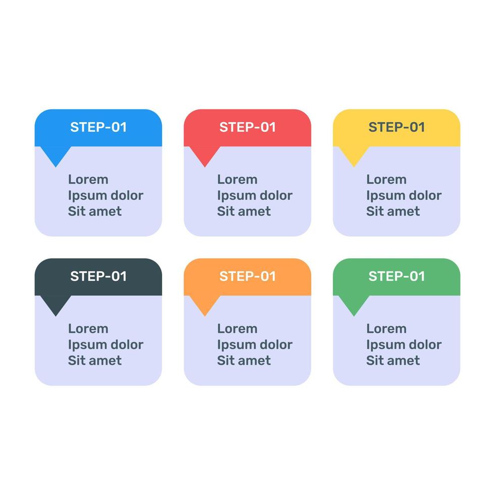 icono de infografía de etiquetas de paso en diseño plano vector