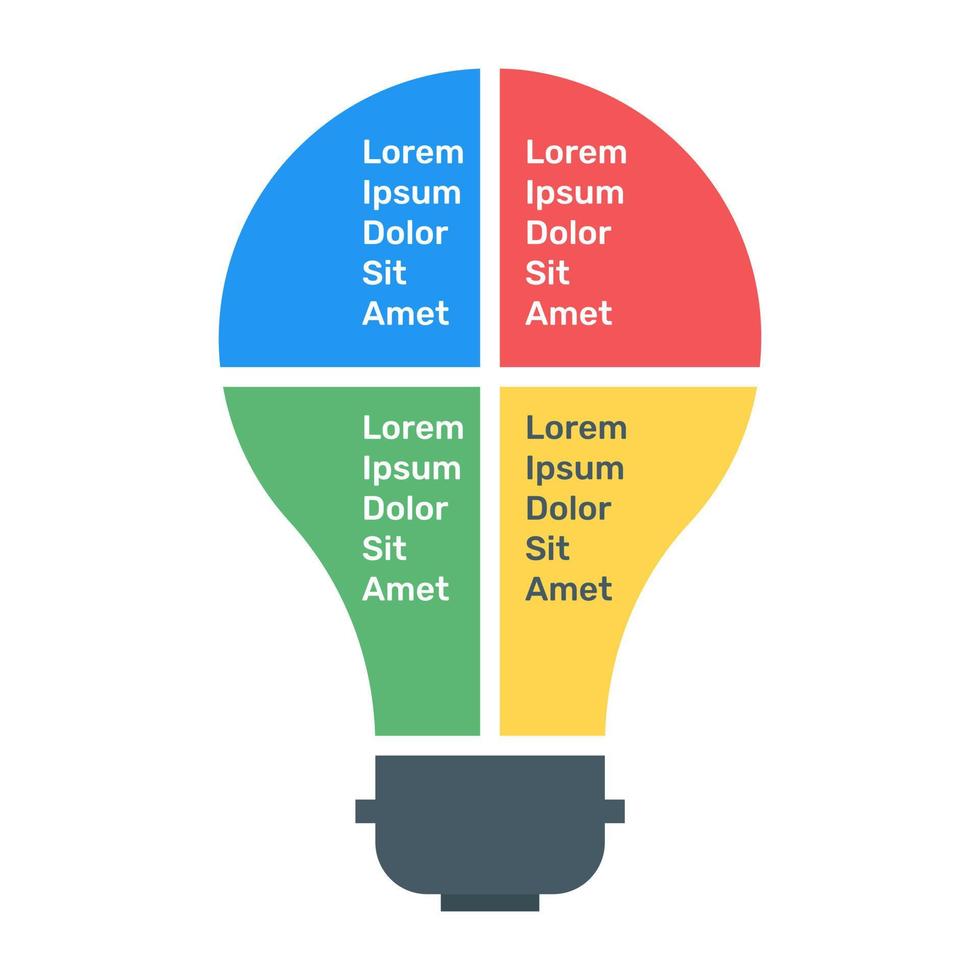 A bulb idea infographic icon, flat vector