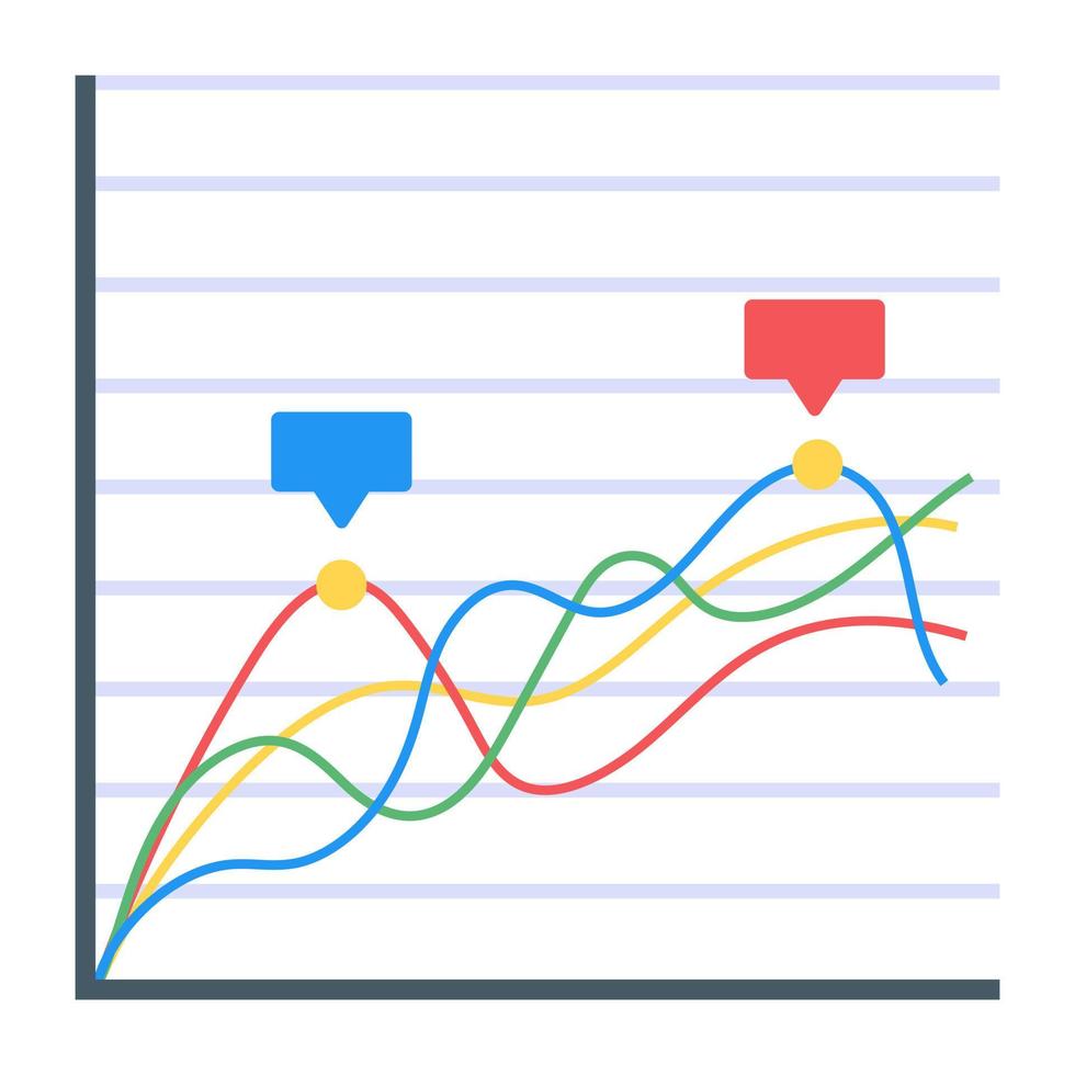 A flat icon of line graph vector