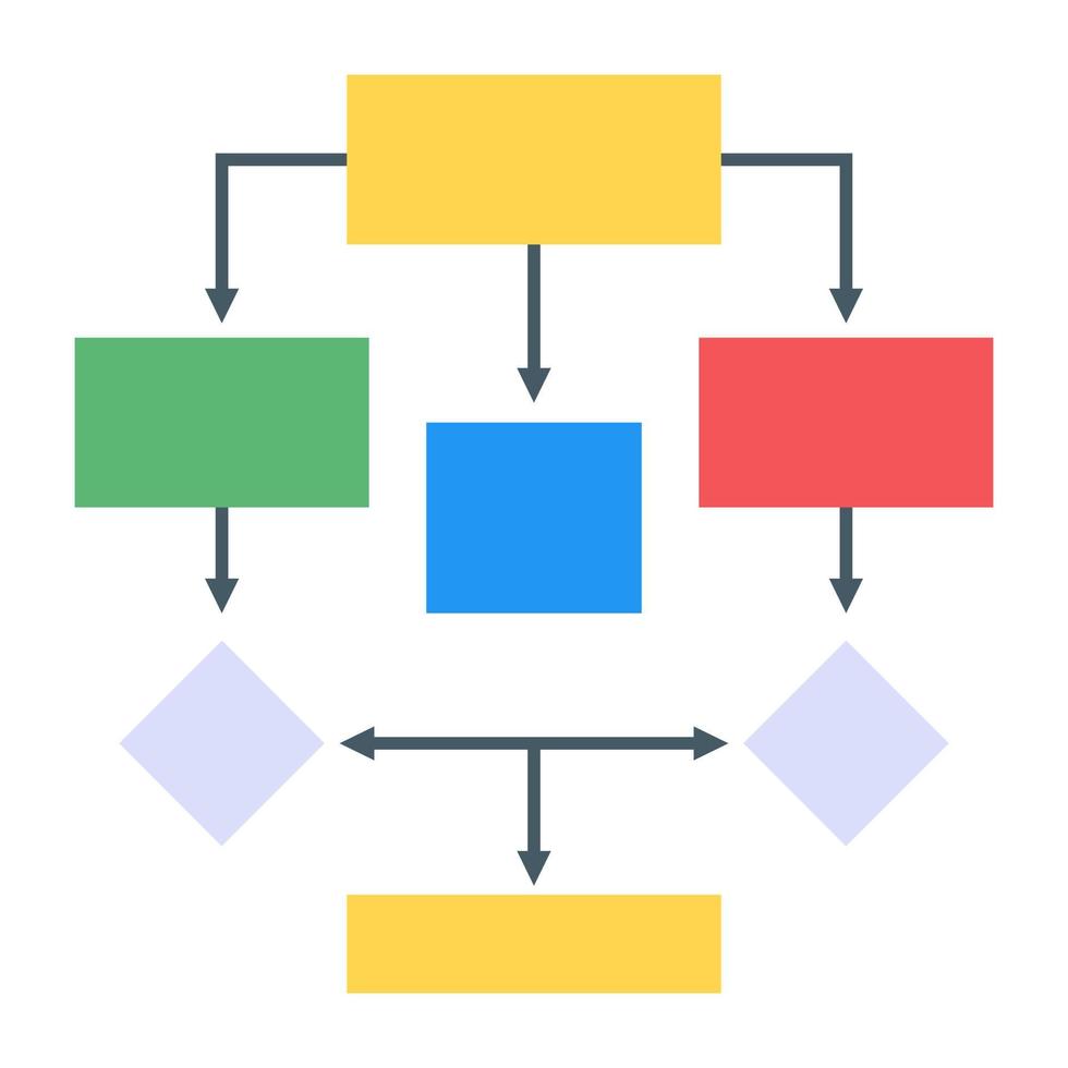 un icono moderno de infografía de diagrama de flujo en diseño plano vector