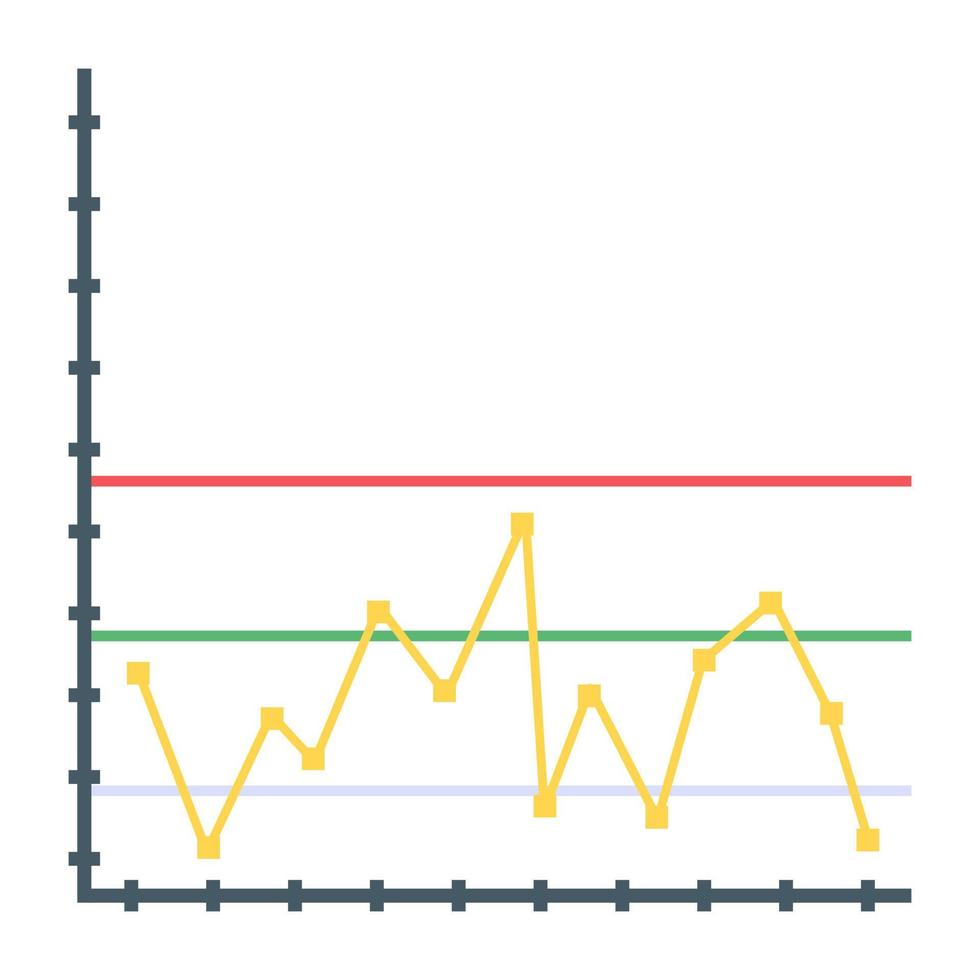 icono plano de gráfico de líneas, concepto de informe financiero vector