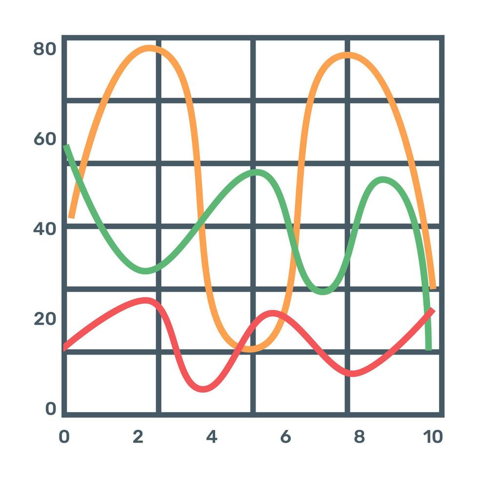 Icon of scatter line plot in editable quality visual vector