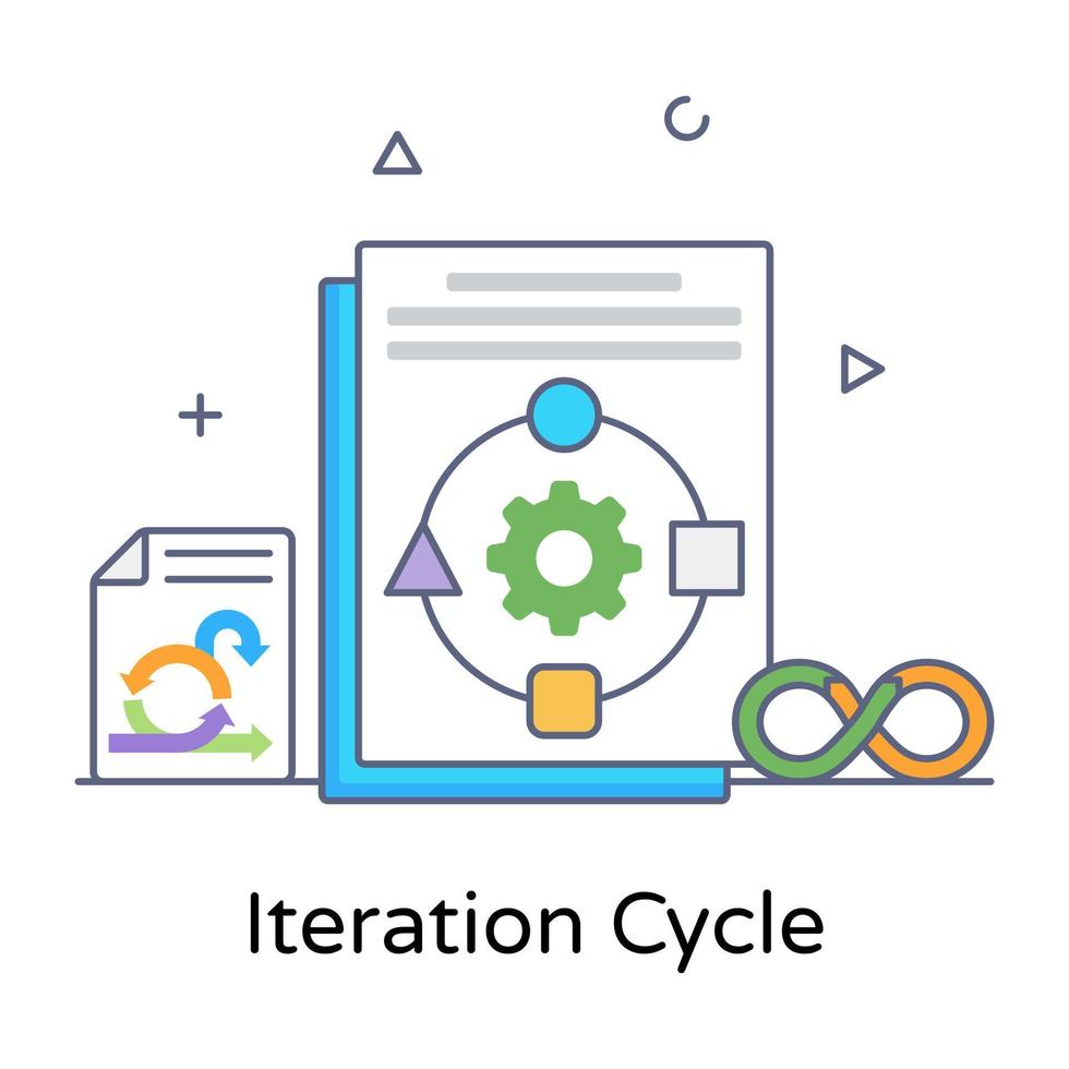 Iteration cycle icon in flat editable style vector