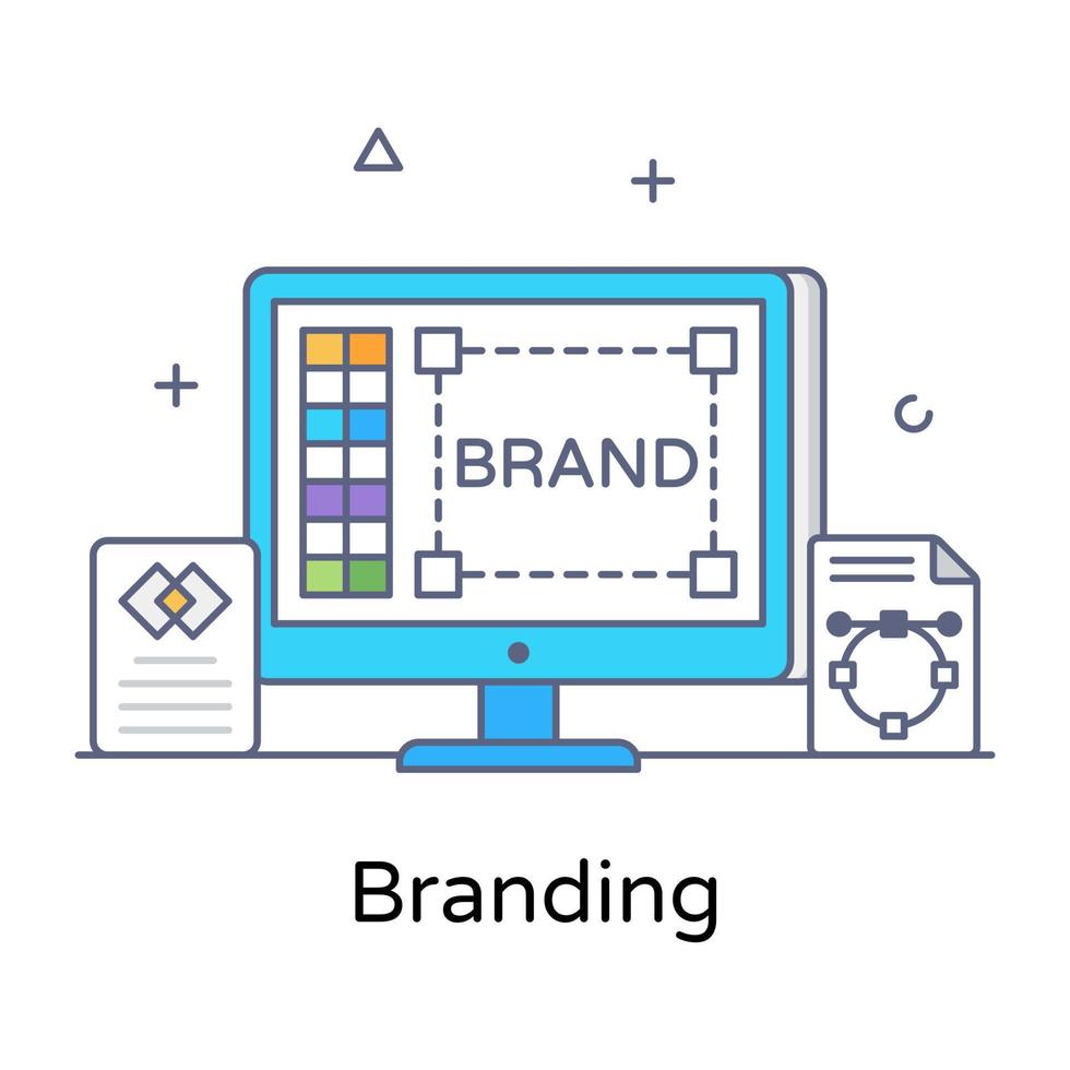 Branding icon of flat outline conceptual style, vector